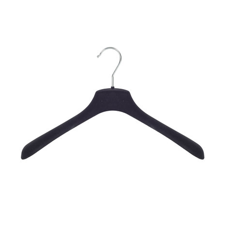 Mantel / kostuumhanger (gebogen) kunststof velours zwart met schouderverbreding Mantel / kostuumhanger (gebogen) kunststof velours zwart met schouderverbreding