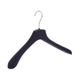 Mantel / kostuumhanger (gebogen) kunststof velours zwart met schouderverbreding