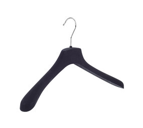 Mantel / kostuumhanger (gebogen) kunststof velours zwart met schouderverbreding Mantel / kostuumhanger (gebogen) kunststof velours zwart met schouderverbreding