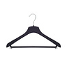 DE KLEDINGHANGER GIGANT Mantel / kostuumhanger (gebogen) kunststof velours zwart met schouderverbreding en broeklat DE KLEDINGHANGER GIGANT Mantel / kostuumhanger (gebogen) kunststof velours zwart met schouderverbreding en broeklat