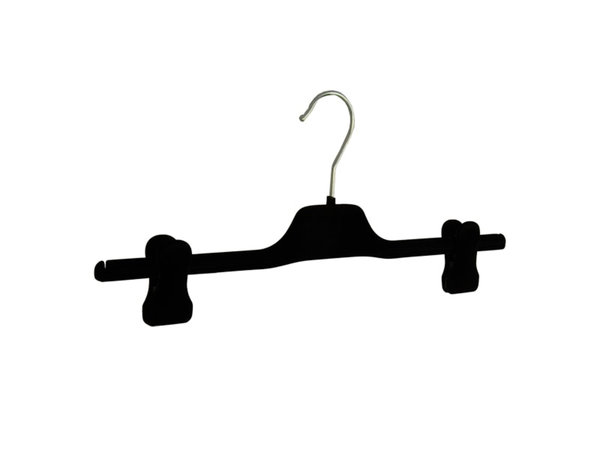 Rok / broekhanger kunststof velours zwart met anti-slip knijpers Rok / broekhanger kunststof velours zwart met anti-slip knijpers