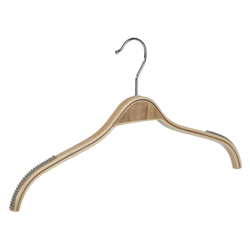 Blouse / shirthanger berkenhout naturel gelakt met anti-slip op schouders, 42 cm Blouse / shirthanger berkenhout naturel gelakt met anti-slip op schouders, 42 cm