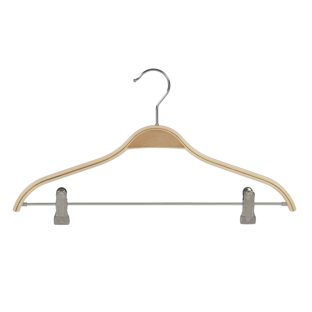 De Kledinghanger Gigant Blouse / shirthanger berkenhout naturel gelakt met knijperlat, 42 cm