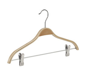 Blouse / shirthanger (vlak) berkenhout naturel gelakt met anti-slip knijpers Blouse / shirthanger (vlak) berkenhout naturel gelakt met anti-slip knijpers