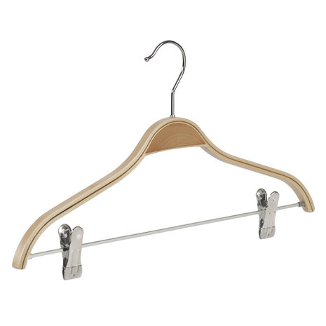 DE KLEDINGHANGER GIGANT Blouse / shirthanger (vlak) berkenhout naturel gelakt met anti-slip knijpers DE KLEDINGHANGER GIGANT Blouse / shirthanger (vlak) berkenhout naturel gelakt met anti-slip knijpers