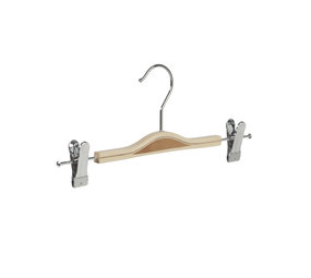 Rok / broekhanger berkenhout naturel gelakt met anti-slip knijpers Rok / broekhanger berkenhout naturel gelakt met anti-slip knijpers