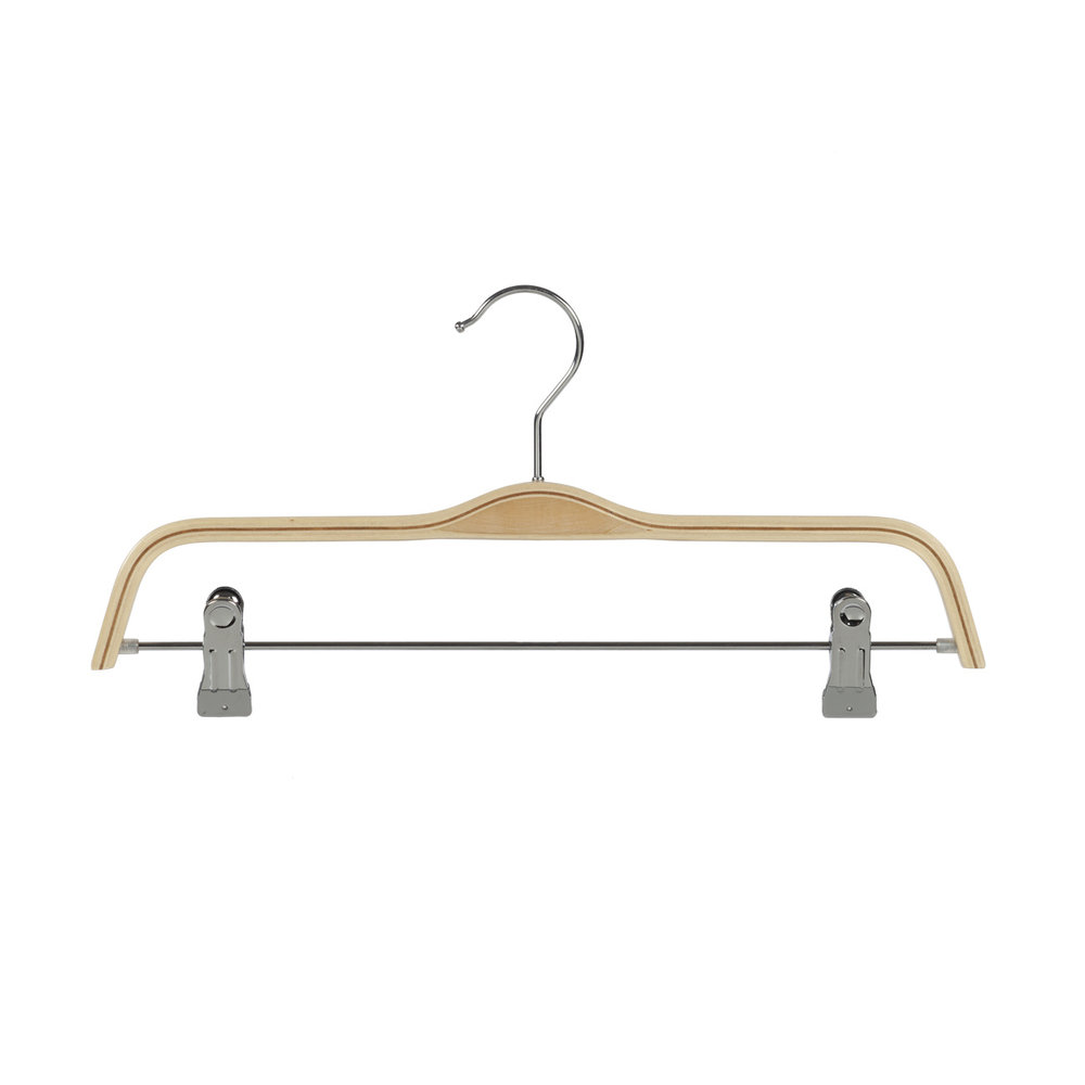 Rok / broekhanger berkenhout naturel gelakt met anti-slip knijpers Rok / broekhanger berkenhout naturel gelakt met anti-slip knijpers