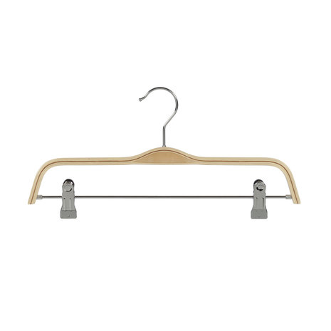 Rok / broekhanger berkenhout naturel gelakt met anti-slip knijpers Rok / broekhanger berkenhout naturel gelakt met anti-slip knijpers