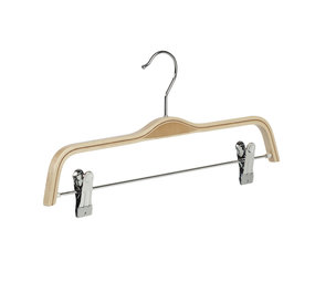 Rok / broekhanger berkenhout naturel gelakt met anti-slip knijpers Rok / broekhanger berkenhout naturel gelakt met anti-slip knijpers