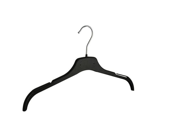 Blouse / shirthanger kunststof zwart met rokinkepingen, 38 cm - De Kledinghanger