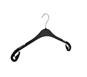 Blouse / shirthanger (vlak) kunststof zwart met rokinkepingen en anti-slip op schouders Blouse / shirthanger (vlak) kunststof zwart met rokinkepingen en anti-slip op schouders