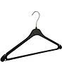 MAINETTI Blouse / shirthanger (vlak) kunststof zwart met rokinkepingen en anti-slip broeklat MAINETTI Blouse / shirthanger (vlak) kunststof zwart met rokinkepingen en anti-slip broeklat