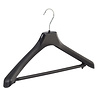 Mantel / kostuumhanger kunststof zwart met schouderverbreding en anti-slip broeklat, 45 cm Mantel / kostuumhanger kunststof zwart met schouderverbreding en anti-slip broeklat, 45 cm