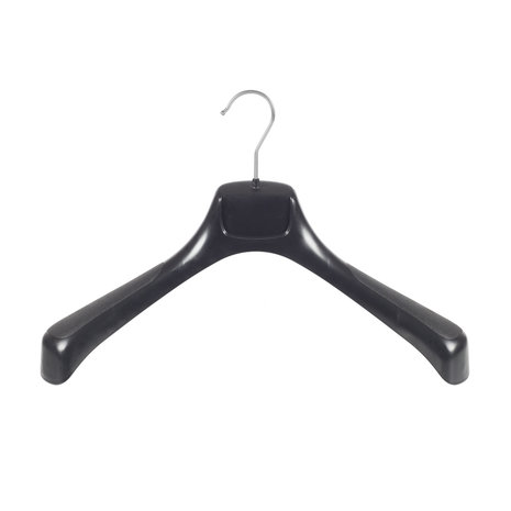 Mantel / kostuumhanger (gebogen) kunststof zwart met schouderverbreding Mantel / kostuumhanger (gebogen) kunststof zwart met schouderverbreding