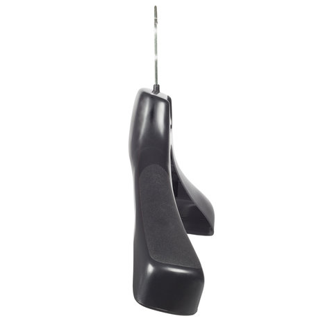 Mantel / kostuumhanger (gebogen) kunststof zwart met schouderverbreding en anti-slip knijpers