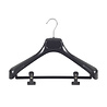 Mantel / kostuumhanger kunststof zwart met schouderverbreding en anti-slip knijpers, 40 cm Mantel / kostuumhanger kunststof zwart met schouderverbreding en anti-slip knijpers, 40 cm