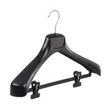 SER-VIZ Mantel / kostuumhanger (gebogen) kunststof zwart met schouderverbreding en anti-slip knijpers