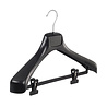 Mantel / kostuumhanger kunststof zwart met schouderverbreding en anti-slip knijpers, 40 cm Mantel / kostuumhanger kunststof zwart met schouderverbreding en anti-slip knijpers, 40 cm