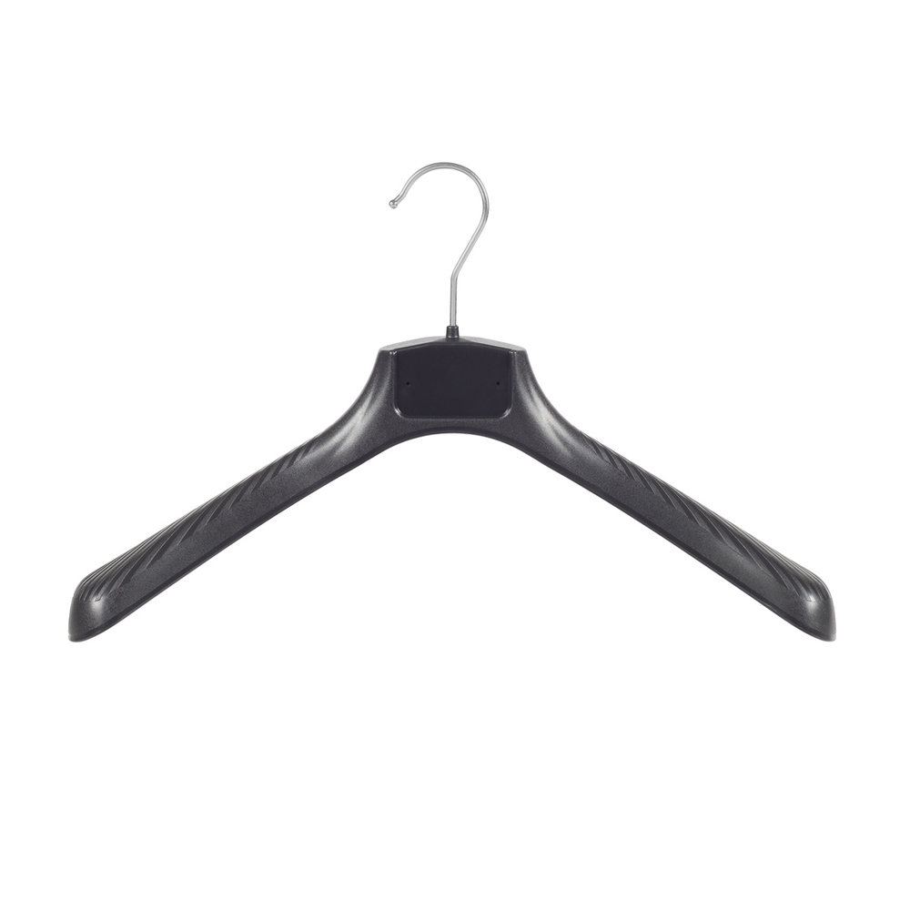 Mantel / kostuumhanger (gebogen) kunststof zwart met schouderverbreding