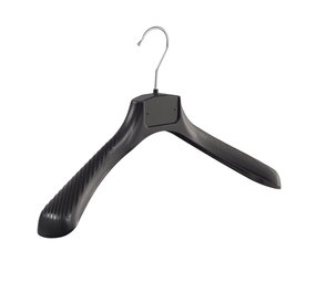 Mantel / kostuumhanger (gebogen) kunststof zwart met schouderverbreding