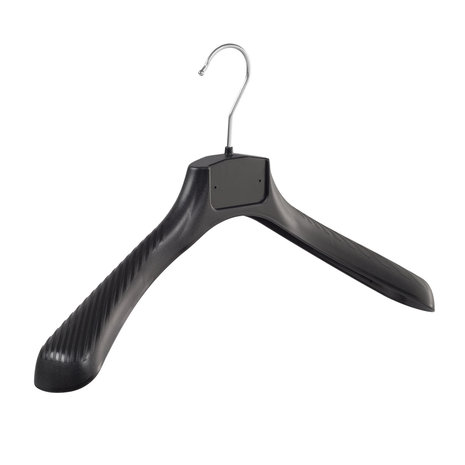 Mantel / kostuumhanger (gebogen) kunststof zwart met schouderverbreding