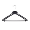 Mantel / kostuumhanger kunststof zwart met schouderverbreding en broeklat, 39 cm Mantel / kostuumhanger kunststof zwart met schouderverbreding en broeklat, 39 cm