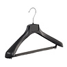SER-VIZ Mantel / kostuumhanger (gebogen) kunststof zwart met schouderverbreding en anti-slip broeklat (2 mm schuim)