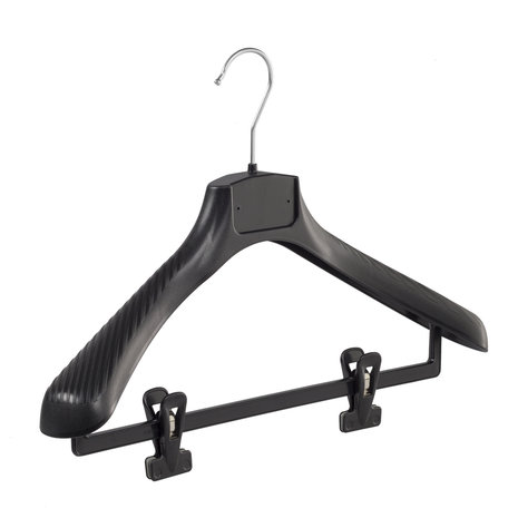 SER-VIZ Mantel / kostuumhanger (gebogen) kunststof zwart met schouderverbreding en anti-slip knijpers SER-VIZ Mantel / kostuumhanger (gebogen) kunststof zwart met schouderverbreding en anti-slip knijpers