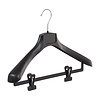Mantel / kostuumhanger kunststof zwart met schouderverbreding en anti-slip knijpers, 39 cm Mantel / kostuumhanger kunststof zwart met schouderverbreding en anti-slip knijpers, 39 cm