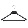 Mantel / kostuumhanger kunststof zwart met schouderverbreding en broeklat, 38 cm Mantel / kostuumhanger kunststof zwart met schouderverbreding en broeklat, 38 cm