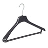 Mantel / kostuumhanger kunststof zwart met schouderverbreding en broeklat, 38 cm Mantel / kostuumhanger kunststof zwart met schouderverbreding en broeklat, 38 cm