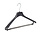 Mantel / kostuumhanger (gebogen) kunststof zwart met schouderverbreding en anti-slip broeklat (2 mm schuim)