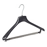 Mantel / kostuumhanger kunststof zwart met schouderverbreding en anti-slip broeklat (2 mm schuim), 38 cm Mantel / kostuumhanger kunststof zwart met schouderverbreding en anti-slip broeklat (2 mm schuim), 38 cm