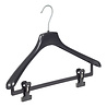 Mantel / kostuumhanger kunststof zwart met schouderverbreding en anti-slip knijpers, 38 cm Mantel / kostuumhanger kunststof zwart met schouderverbreding en anti-slip knijpers, 38 cm