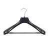 DE KLEDINGHANGER GIGANT Mantel / kostuumhanger (gebogen) kunststof zwart met schouderverbreding en anti-slip broeklat (2 mm schuim) DE KLEDINGHANGER GIGANT Mantel / kostuumhanger (gebogen) kunststof zwart met schouderverbreding en anti-slip broeklat (2 mm schuim)