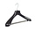 Mantel / kostuumhanger (gebogen) kunststof zwart met schouderverbreding en anti-slip broeklat (2 mm schuim)
