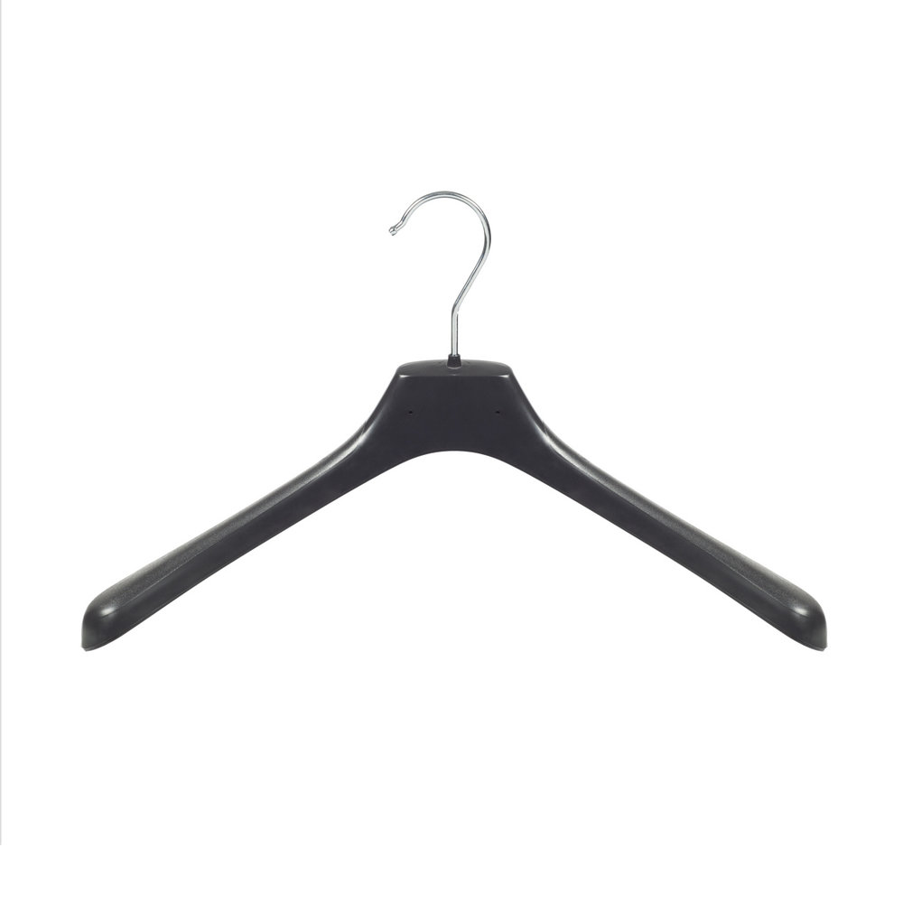 SER-VIZ Mantel / kostuumhanger (gebogen) kunststof zwart met schouderverbreding SER-VIZ Mantel / kostuumhanger (gebogen) kunststof zwart met schouderverbreding