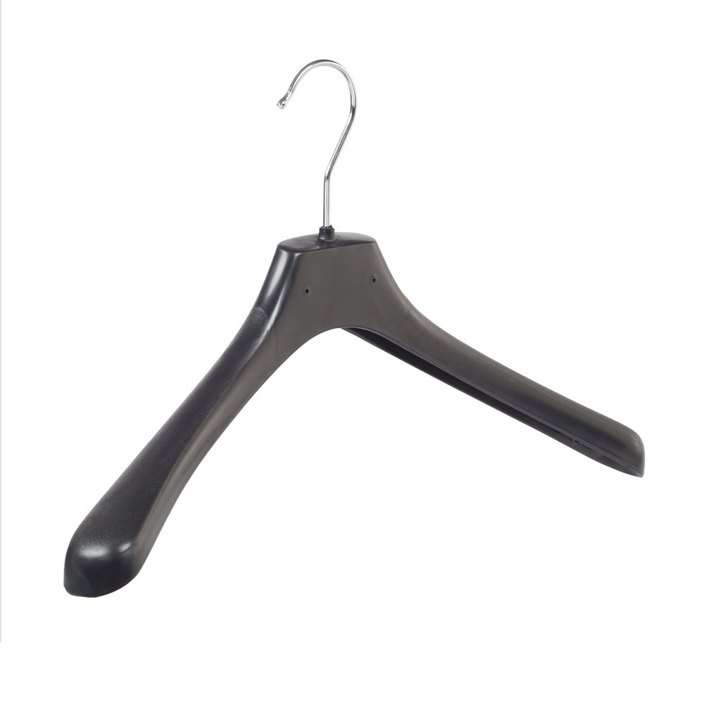 SER-VIZ Mantel / kostuumhanger (gebogen) kunststof zwart met schouderverbreding SER-VIZ Mantel / kostuumhanger (gebogen) kunststof zwart met schouderverbreding