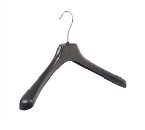 Mantel / kostuumhanger (gebogen) kunststof zwart met schouderverbreding