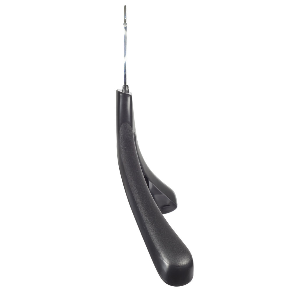 Mantel / kostuumhanger (gebogen) kunststof zwart met schouderverbreding en anti-slip knijpers Mantel / kostuumhanger (gebogen) kunststof zwart met schouderverbreding en anti-slip knijpers