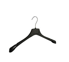 Mantel / kostuumhanger (gebogen) kunststof zwart met schouderverbreding en rokinkepingen