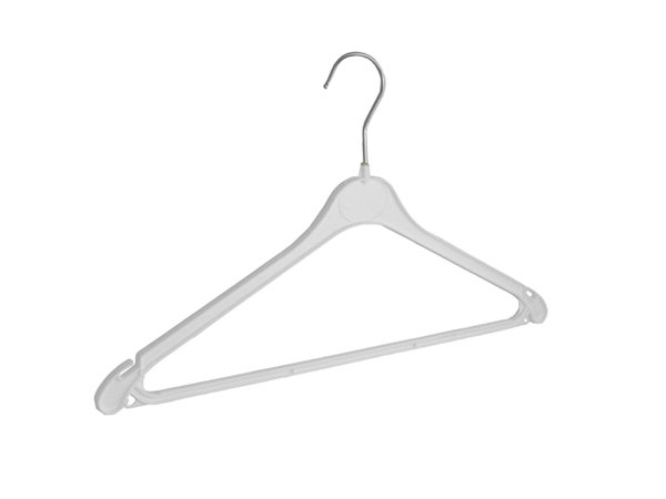 MAINETTI Blouse / shirthanger (vlak) kunststof wit met rokinkepingen en broeklat MAINETTI Blouse / shirthanger (vlak) kunststof wit met rokinkepingen en broeklat