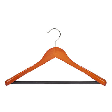 DE KLEDINGHANGER GIGANT Mantel / kostuumhanger (geknikt) beukenhout kersen gebeitst met schouderverbreding en anti-slip broeklat