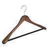 DE KLEDINGHANGER GIGANT Mantel / kostuumhanger (geknikt) beukenhout walnoten gebeitst met schouderverbreding en anti-slip broeklat DE KLEDINGHANGER GIGANT Mantel / kostuumhanger (geknikt) beukenhout walnoten gebeitst met schouderverbreding en anti-slip broeklat