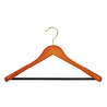 Mantel / kostuumhanger beukenhout kersen gebeitst met messinghaak, schouderverbreding en anti-slip broeklat, 38 cm Mantel / kostuumhanger beukenhout kersen gebeitst met messinghaak, schouderverbreding en anti-slip broeklat, 38 cm