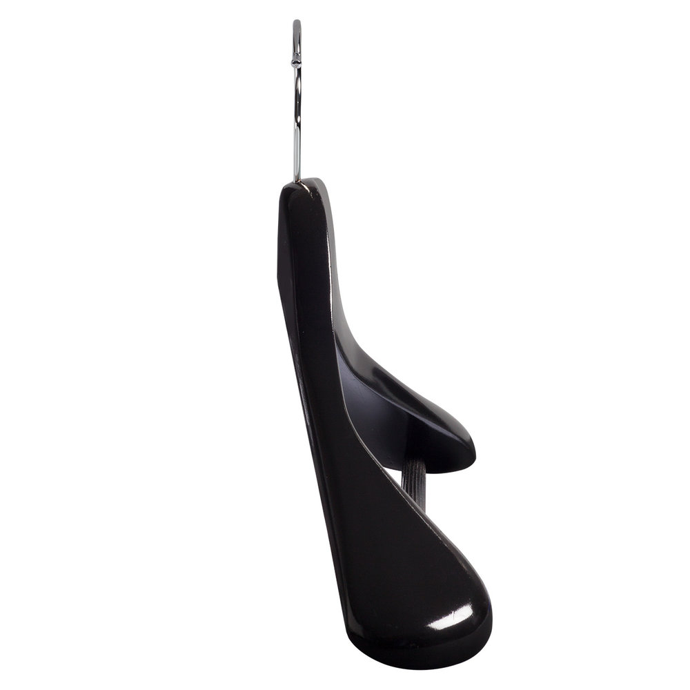 De Kledinghanger Gigant Mantel / kostuumhanger lotushout zwart gelakt met schouderverbreding en anti-slip broeklat, 44 cm De Kledinghanger Gigant Mantel / kostuumhanger lotushout zwart gelakt met schouderverbreding en anti-slip broeklat, 44 cm