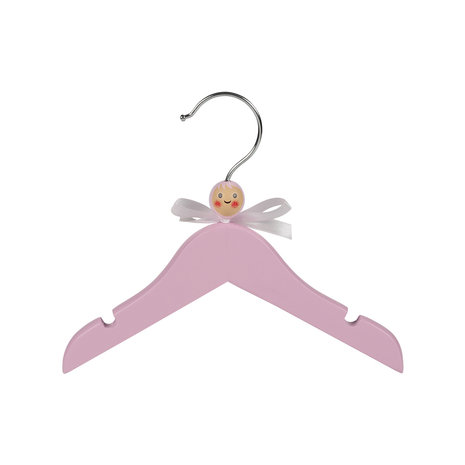 DE KLEDINGHANGER GIGANT Babykledinghanger (vlak) lotushout roze gelakt met rokinkepingen
