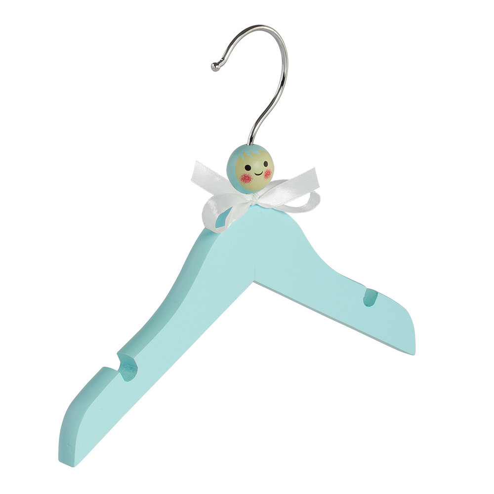 De Kledinghanger Gigant Kinderhanger lotushout blauw gelakt met rokinkepingen, 24 cm De Kledinghanger Gigant Kinderhanger lotushout blauw gelakt met rokinkepingen, 24 cm