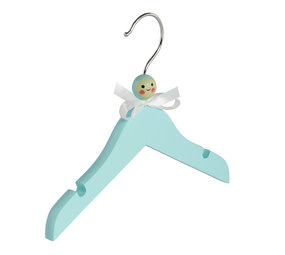 Kinderhanger lotushout blauw gelakt met rokinkepingen, 24 cm