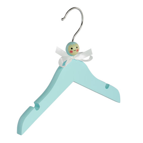 De Kledinghanger Gigant Kinderhanger lotushout blauw gelakt met rokinkepingen, 24 cm De Kledinghanger Gigant Kinderhanger lotushout blauw gelakt met rokinkepingen, 24 cm